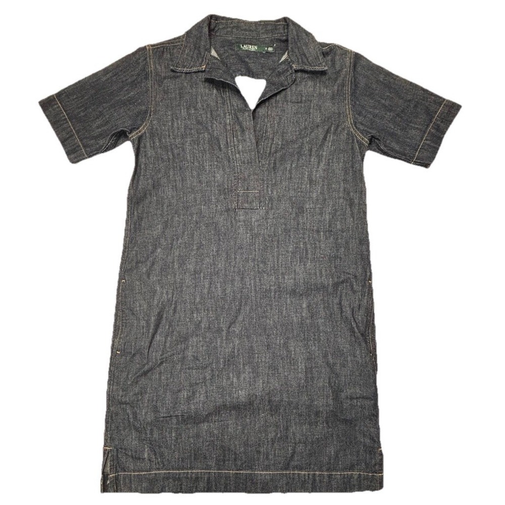 Lauren Ralph Lauren Denim Tunic Dress Womens Small Short Sleeve Cotton Jean